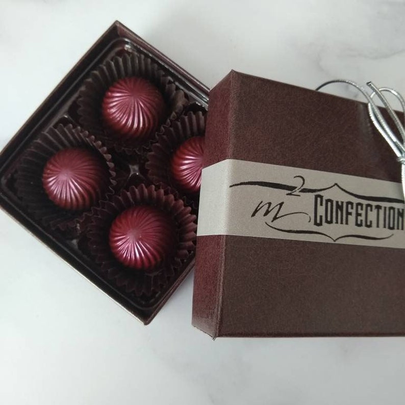Cherry Cordials, Dark Chocolate Truffles with Candied Italian Cherries and Cognac Fondant Mother's Day, Client Gift, holiday present image 2