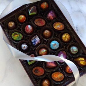 Summer Truffle Gift Set - Chocolate Bon Bons, Chocolate Gift, Painted Truffles, Hostess Gift, Housewarming Party, Birthday, Christmas Gift