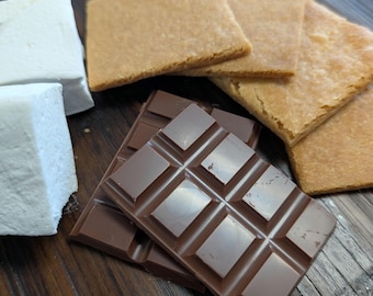BYO S'mores Kit for Two- Milk Chocolate, Vanilla Marshmallow, Graham Cracker, Gourmet S'mores, Housewarming, Vacation Present, Birthday