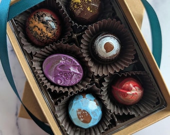 Classic Truffle Collection- Hand Painted Truffles, Nut Free Chocolate Bon Bons, Birthday, Housewarming, Christmas Present, Father's Day