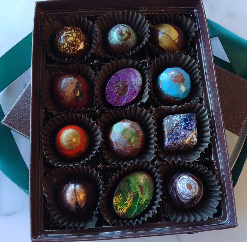 Signature Chocolate Truffle Gift Box, Hostess Gift, Holiday Truffles, Hand Painted Chocolate, Birthday, Housewarming, Mother's Day Present image 8