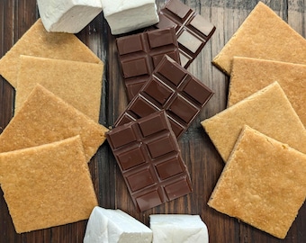 BYO S&#39;mores Kit for Four - Dark Chocolate, Marshmallow + Graham Cracker, Gourmet S&#39;mores, Camping, Birthday Gift, Vacation & Rental Snack