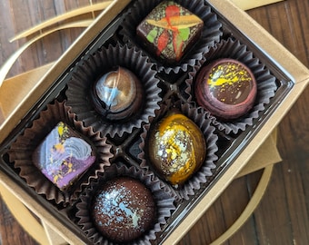 Summer Truffle Collection- Hand painted Truffles, Chocolate Bon Bons, Birthday Chocolate, Hostess Gift, Father's Day Present, Christmas