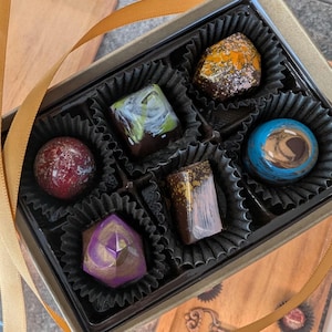 Dairy Free Dark Chocolate Truffles -- Bon Bons made without animal products, Handpainted Truffles, Dark Chocolate + Coconut, Vegetarian