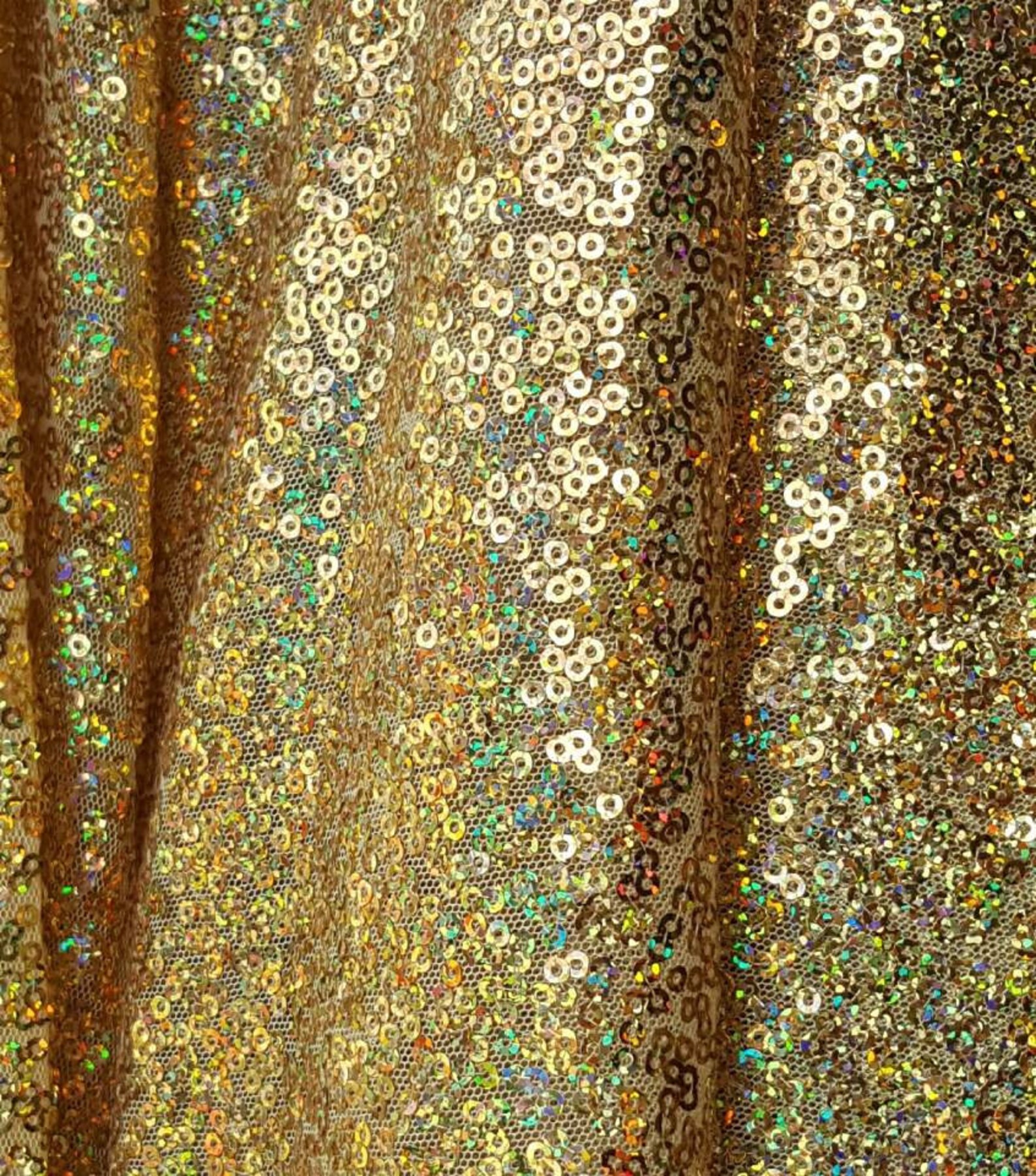 Gold Iridescent Sequin Fabric By the Yard Holographic Gold Etsy