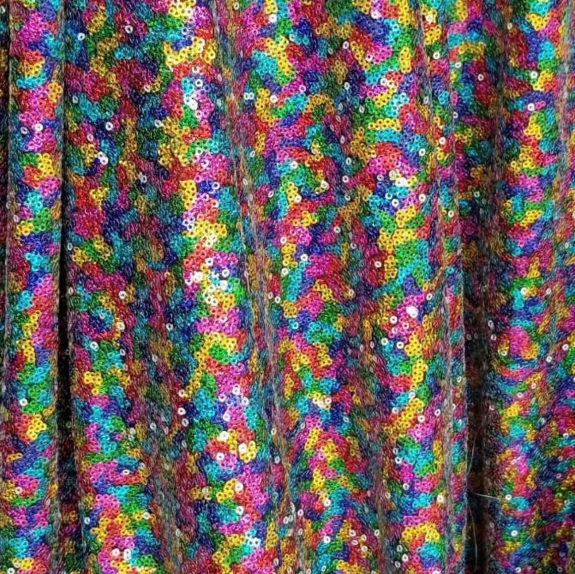 Multi color Sequin Fabric By the Yard Glitters Multi Color | Etsy