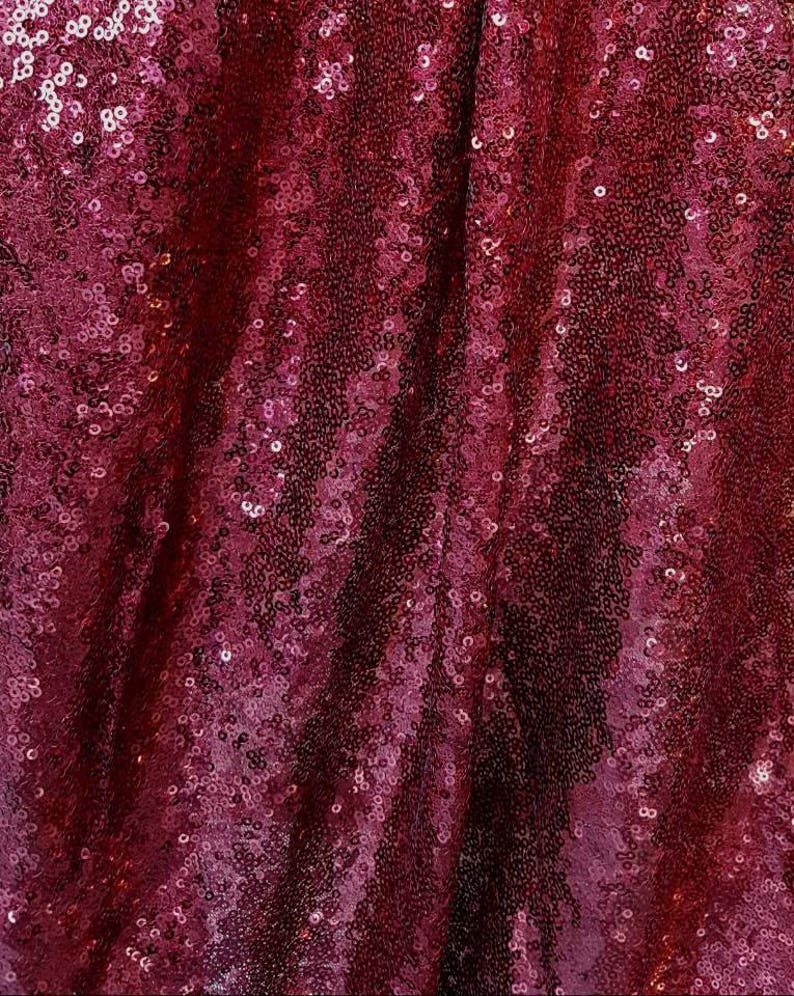 Glitters Sequins Fabric Burgundy Sequins Fabric by the Yard -SQG Burgundy Full Sequin on Mesh Fabric Burgundy Sequin Fabric