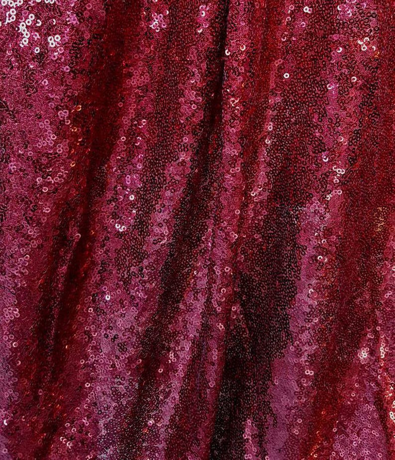 Glitters Sequins Fabric Burgundy Sequins Fabric by the Yard -SQG Burgundy Full Sequin on Mesh Fabric Burgundy Sequin Fabric