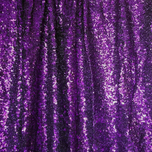 Purple Sequin Fabric, Glitters Sequins Fabric, Purple Full Sequin on Mesh Fabric, Purple Sequins Fabric by the Yard -SQP