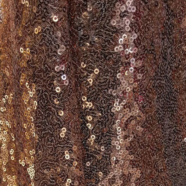 Bronze Sequin Fabric, Glitters Sequins Fabric, Copper Full Sequin on Mesh Fabric, Mocha Sequins Fabric by the Yard -SQC