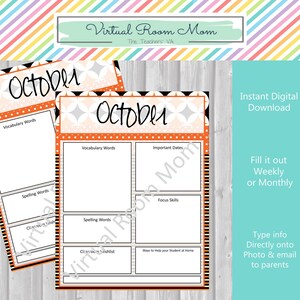 October Newsletter / Monthly or Weekly Newsletter Template - Digital Download - 8.5 x 11