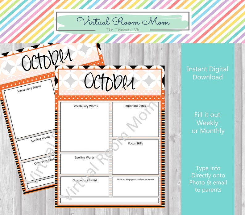 october-newsletter-monthly-or-weekly-newsletter-template-etsy