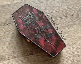 Coffin Box Black Rose Goth Jewelry Box