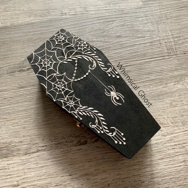 Coffin Box Spiderwebs Goth Jewelry Box