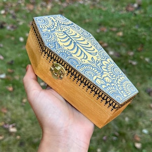 Coffin Box Gold Ribcage Goth Jewelry Box