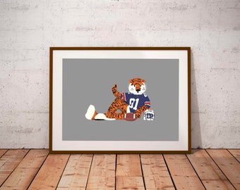 Auburn University // Aubie the Tiger // Gray // Digital Print // INSTANT DOWNLOAD