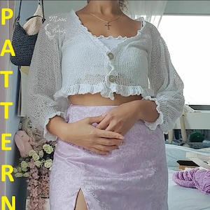 PATTERN PDF  Zephyr knit and crochet cardigan | knit cardigan | Made to measure | puffy sleeves | Size inclusive