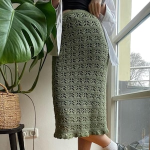 PATTERN PDF Flow knit skirt | hybrid knit crochet pattern | lace skirt