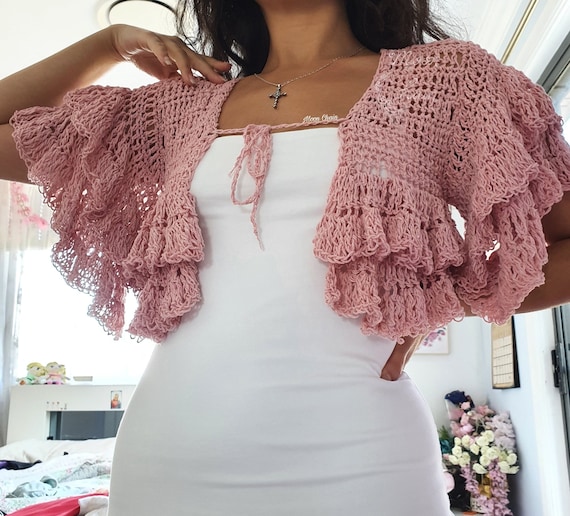 Hawa Crochet Crop Cardigan Crochet Tie 