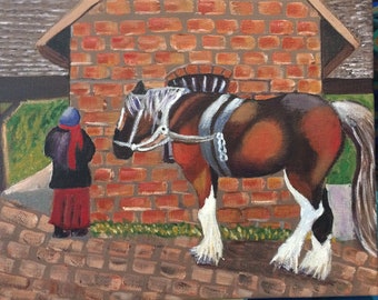Resting Draft horse, 8 x 10 gallery wrap canvas, inspired by a Ginger Cook tutorial