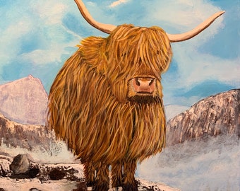 The Scottish &quot;Coo&quot;, 20 x 20, stretched canvas, unframed, wall decor, collectible