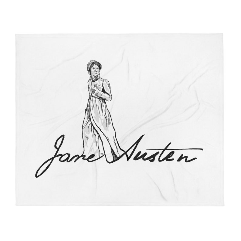 Jane Austen Throw Blanket from the Theolatte Etsy shop