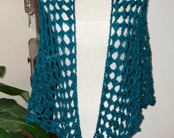 Teal boho shawl