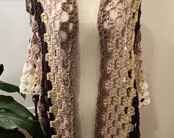 Pink and brown boho shawl