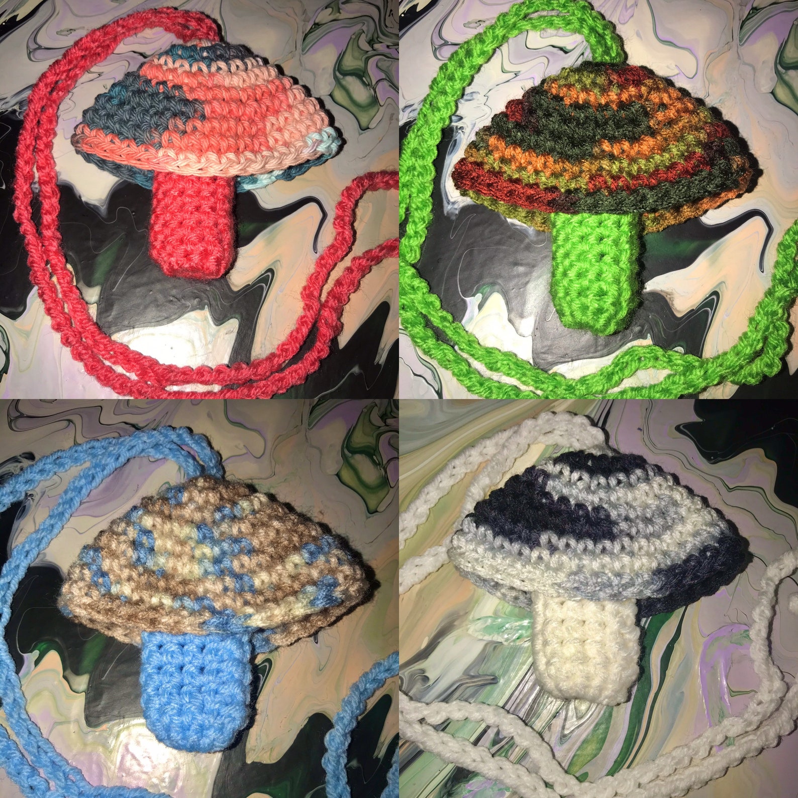 Crochet Mushroom Holder Necklace Etsy