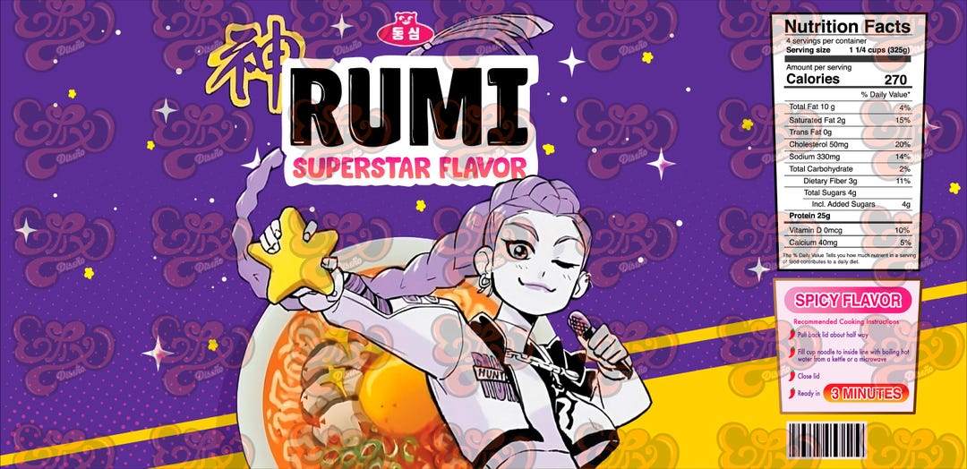 Kpop Demon Hunters Huntrix Rumi PNG, Huntrix Rumi Ramen Design