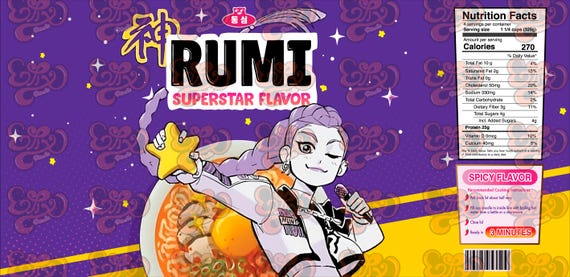 Kpop Demon Hunters Huntrix Rumi PNG, Huntrix Rumi Ramen Design