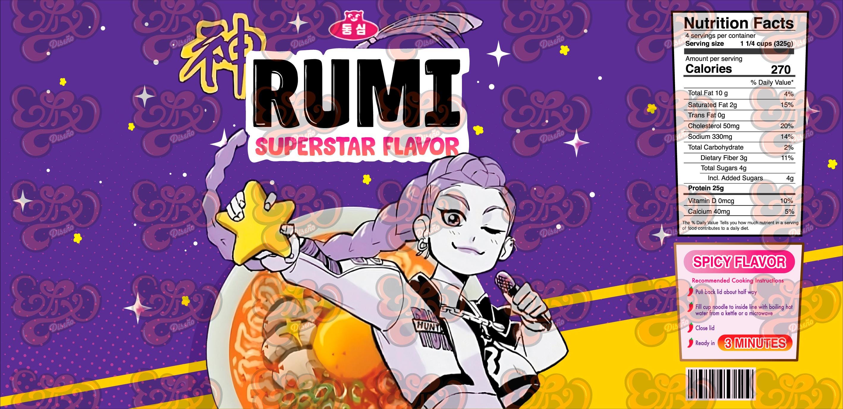 Kpop Demon Hunters Huntrix Rumi PNG, Huntrix Rumi Ramen Design