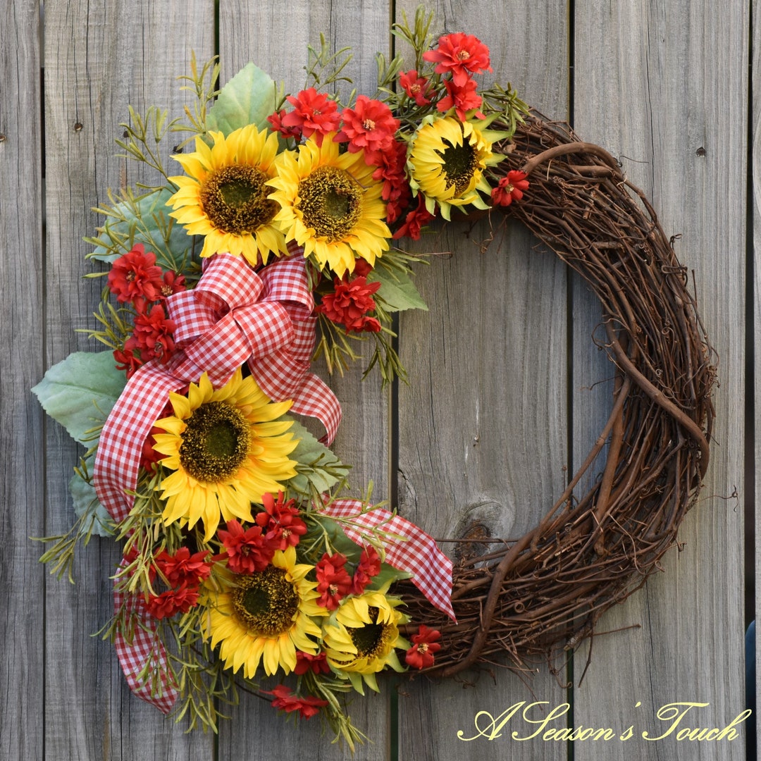 Sunflower Surprise! Grapevine Wreath, Summer Wreath, Summertime Wreath ...