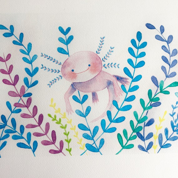 Cute Axolotl Watercolor Print Etsy Cute Axolotl Watercolor Print Etsy