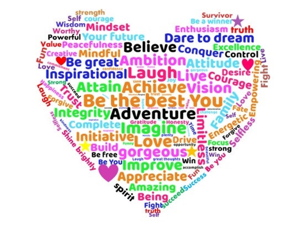 Heart Shape Word Art Set to Go in a Frame, Card Topper - Etsy