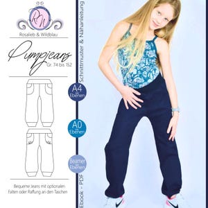 Pump jeans pattern sizes 74 to 152/ PDF pattern and sewing instructions/ jeans/ pump pants/ pants for children/ unisex /sewing pattern PDF