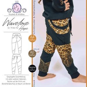 Wavelove pants pattern sizes 74 to 152 / PDF sewing pattern / children&#39;s pants / jogging pants / sewing pattern Kids pants / pdf