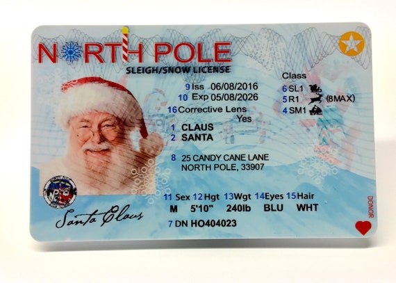 Santa Driving License Santa/'s Sleigh Santa/'s Lost Driving Licence Santa sack Christmas Decorations Christmas Eve Box #1209