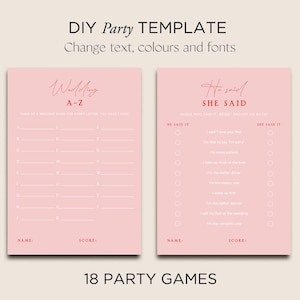 Smitten Bachelorette Hens Party Games, Printable Canva Template, Bridal Shower Editable Instant Download, Pink and Red Aesthetic