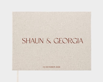 Personalised Wedding Guest Book - Minimalistic - A4 Linen Hardcover