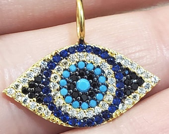 925 Sterling Silver Blue Evil Eye CZ Bracelets Pendant Gold Micro Pave Cubic Zirconia Charms DIY Bracelet Jewelry Findings Jewelry Making