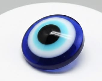 Blue Evil Eye Resin Cabochons – Flat Round Charms for Jewelry Making