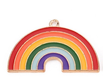 2–10pcs Rainbow Charms | Colorful Enamel Pendants 20x31mm | Gold Rainbow Charms for Necklaces, Bracelets & DIY Jewelry
