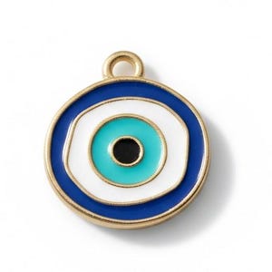 Brass Blue Evil Eye Charm Pendants, Jewelry Making