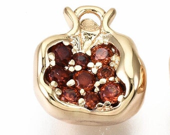 11 mm rouge grenade breloque en or en laiton plaqué or 18 carats micro pavé boucles d'oreilles breloques bracelet à bricoler soi-même résultats de bijoux fabrication de bijoux