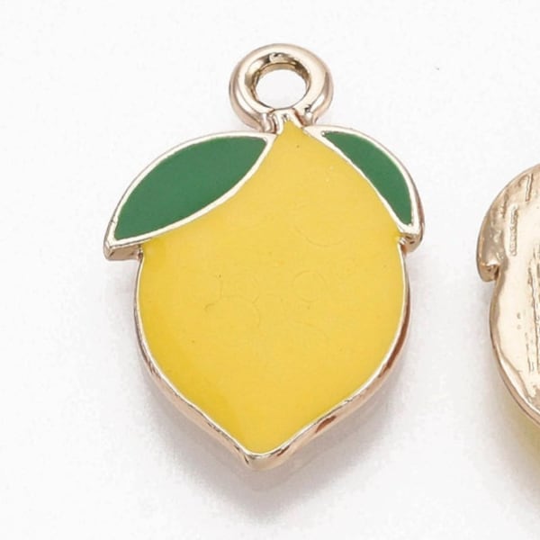 5pcs 21mm Lemon Yellow Enamel Charm Pendants Zinc Alloy Pendants Charm DIY Bracelet Jewelry Findings Jewelry Making