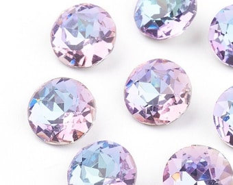 5pcs 8mm Purple Faceted Glass Round Rhinestone Cabochons Flat Round Cabochon DIY Earring Jewelry Supply Embellishments