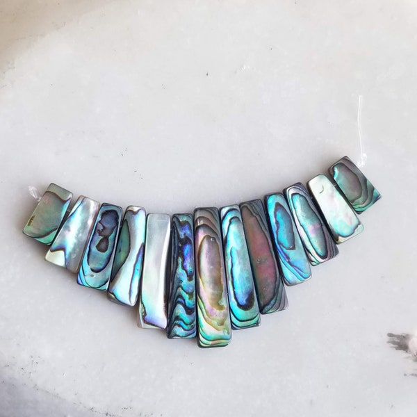 13pcs/strand Rectangle Natural Abalone Paua Shell Graduated Beads Strands DIY Jewelry Making Large Pendant Wire Wrapping Pendant Pendants