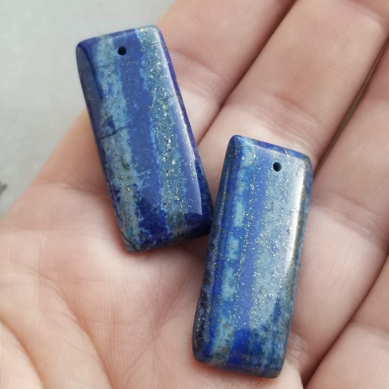 36mm 2pcs Lapis Lazuli Oblong Pendant Bead Set Pendant Bead DIY Jewelry Making Jasper Pendant Wire Wrapping Pendant Pendants