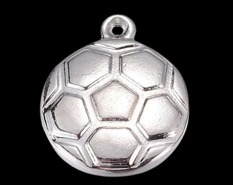 2pcs 15mm Soccer Ball Charm 304 Stainless Steel Futball Football Soccer World Cup Jewelry Making Sports Football Fan Watch Party Crafts